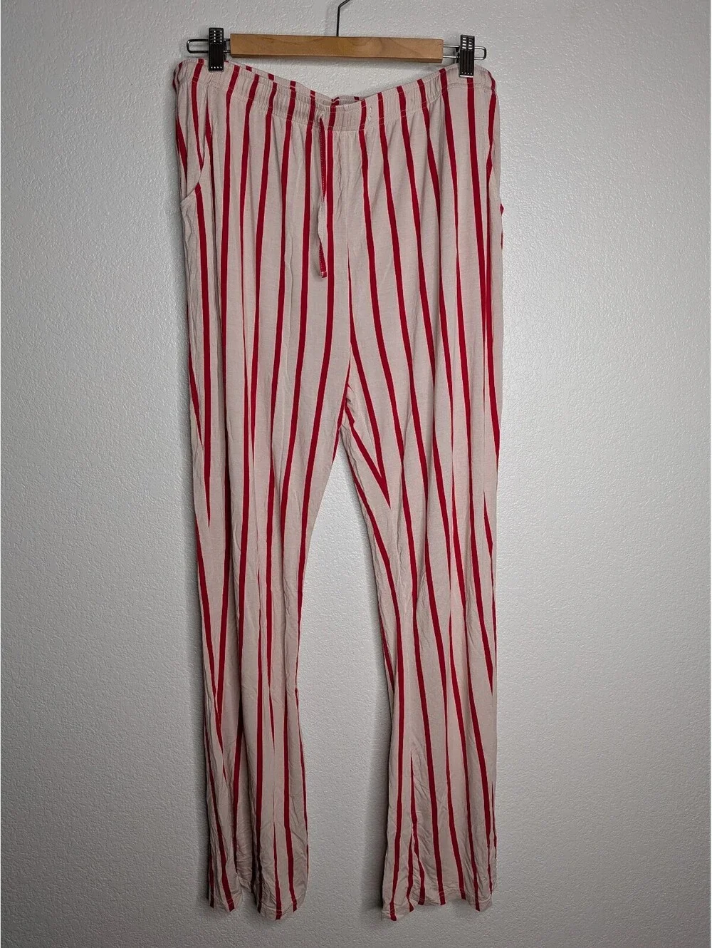 Forever French Red White Striped Bamboo Pajama Pants womens XXL